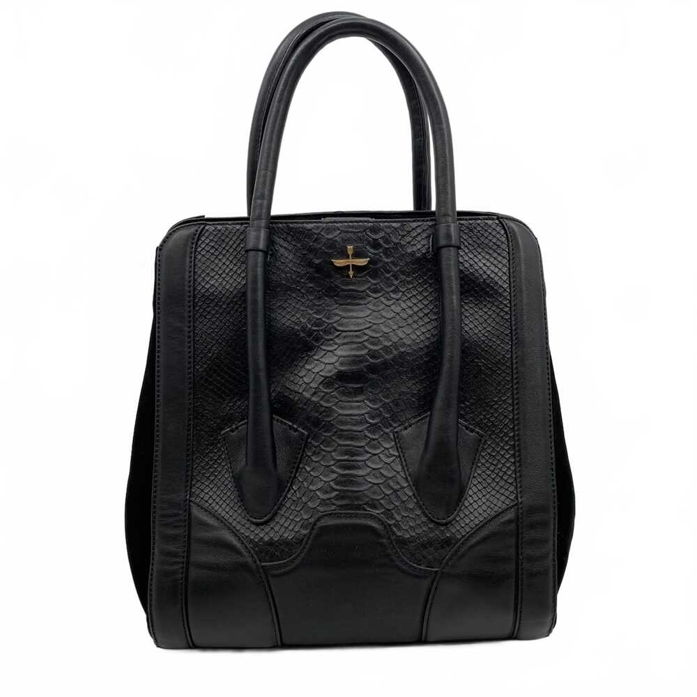 Pour La Victoire Black Croc Embossed Handbag | Leather Satchel OS